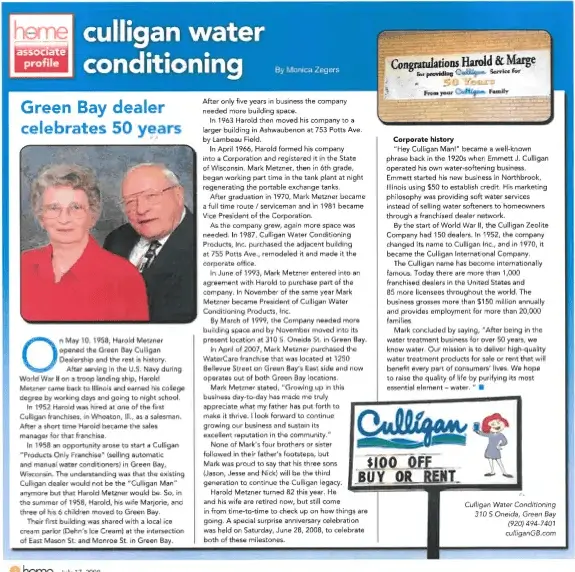 Culligan - Green Bay Dealership History 1958-2008